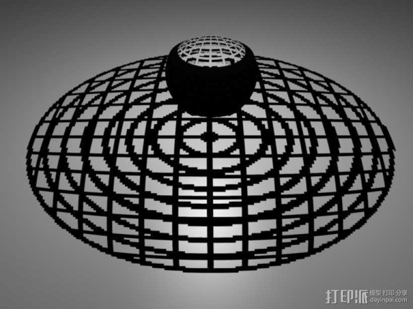 网格同心圆立体投影球 3D打印模型渲染图