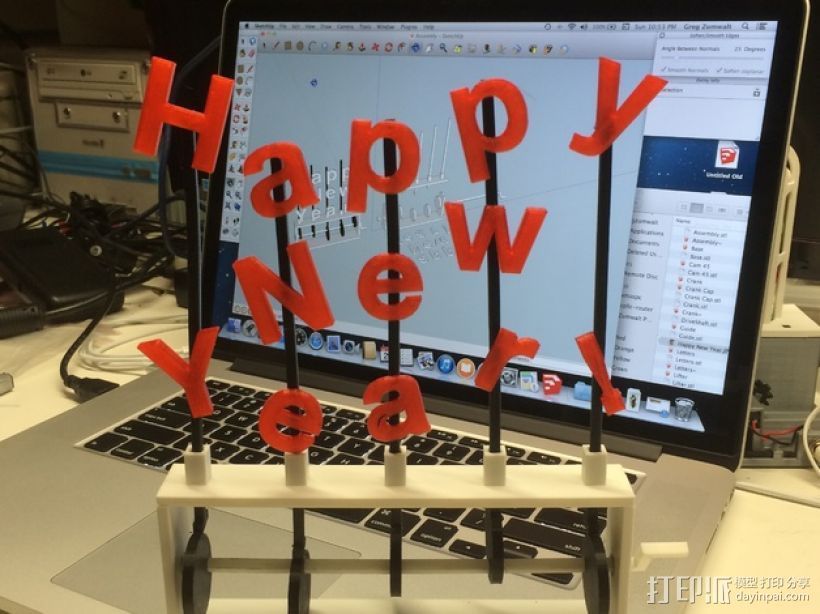 Happy New Year字母 3D打印模型渲染图