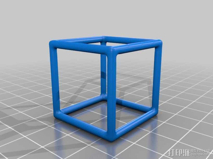 线框式正方体 3D打印模型渲染图