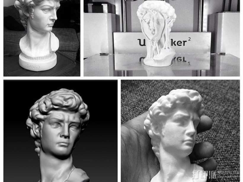 大卫头部雕塑 3D打印模型渲染图