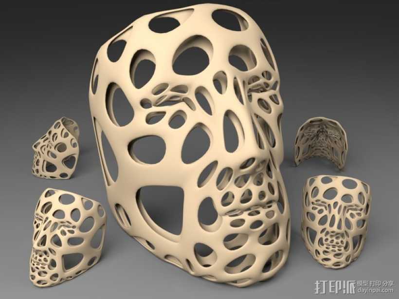 低面数面具 3D打印模型渲染图