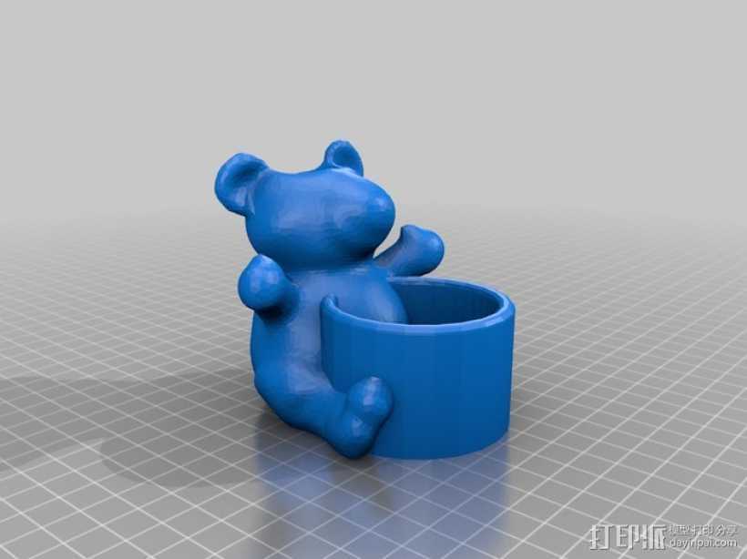 小熊笔筒 3D打印模型渲染图