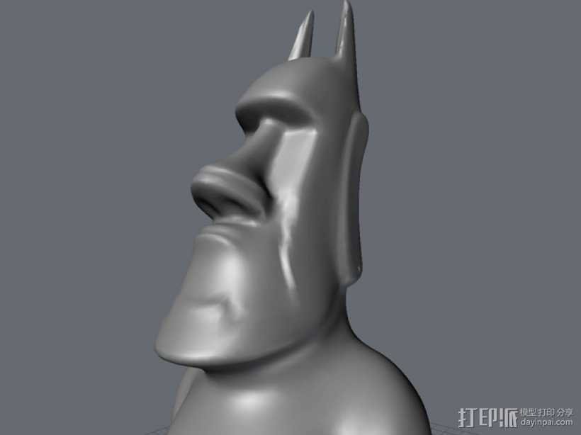 蝙蝠侠摩埃雕塑 3D打印模型渲染图