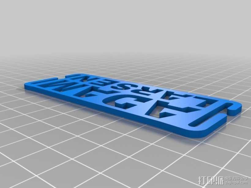 姓名牌  3D打印模型渲染图
