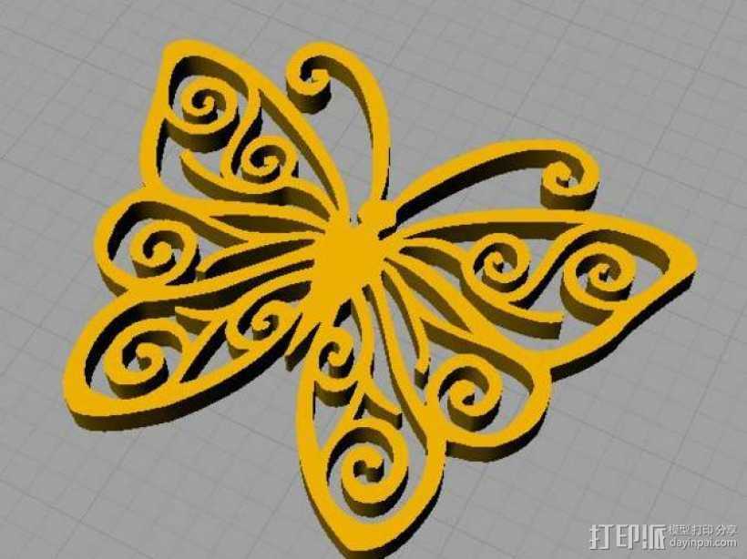 蝴蝶 3D打印模型渲染图
