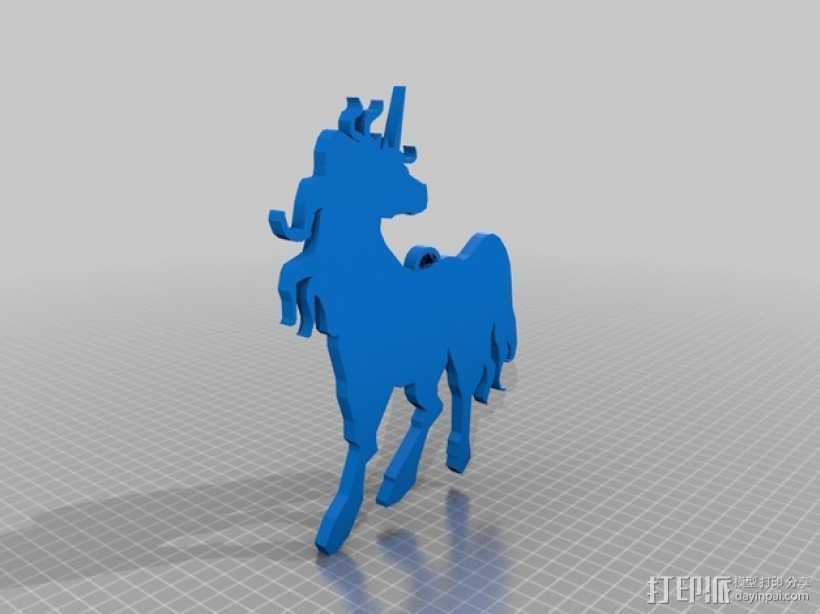 独角兽吊坠 3D打印模型渲染图