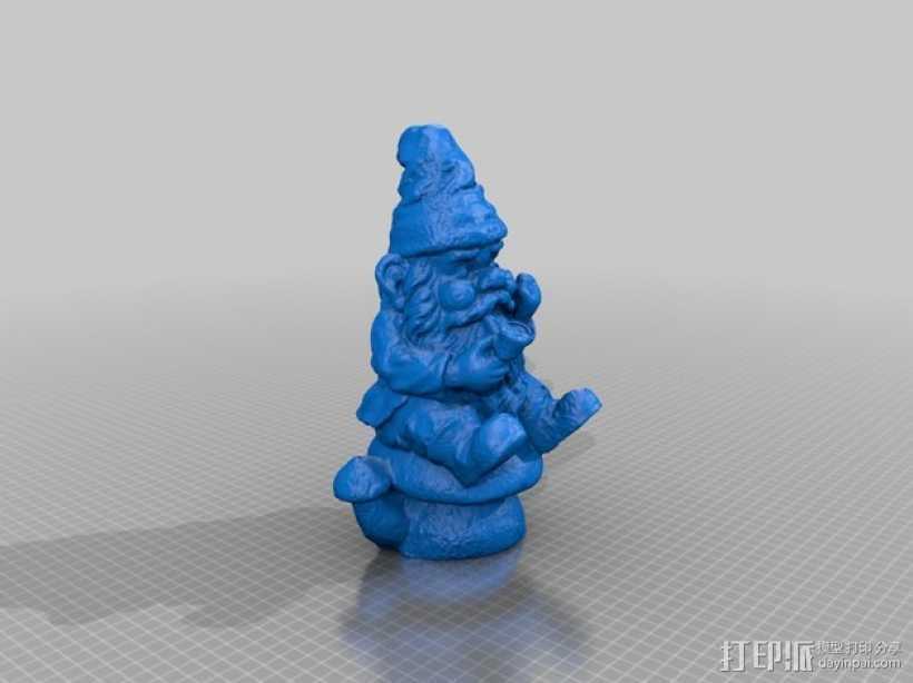 坐在蘑菇上的小矮人 3D打印模型渲染图