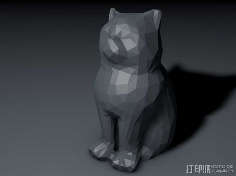 低聚镭射猫 3D打印模型渲染图