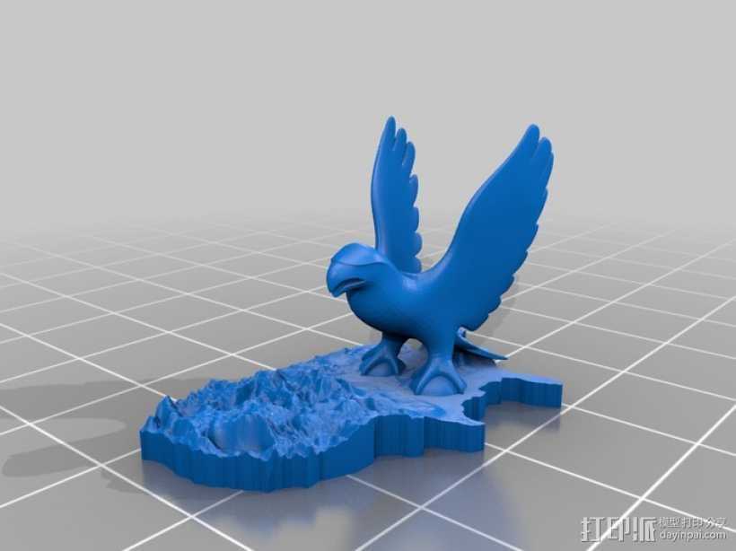 美国地形图 老鹰 3D打印模型渲染图