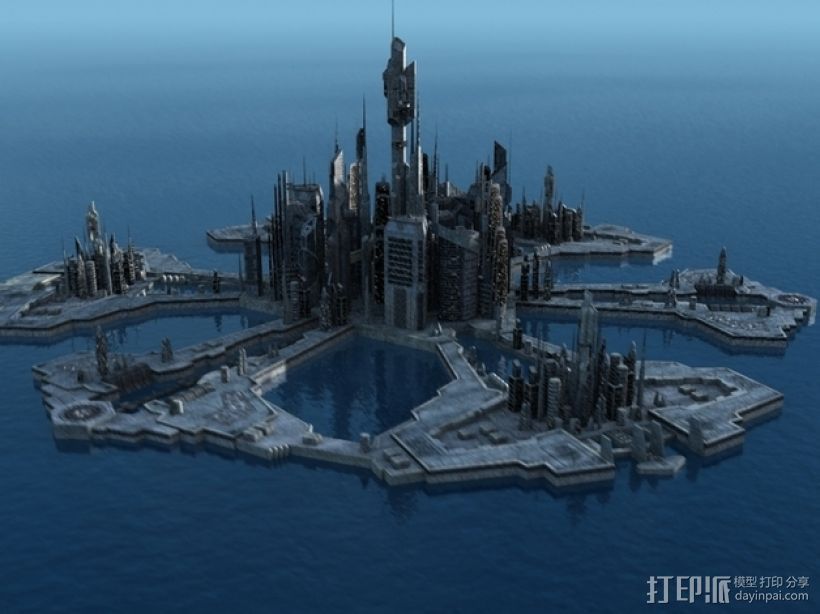 星际之门亚特兰蒂斯城（俗称A城） 3D打印模型渲染图