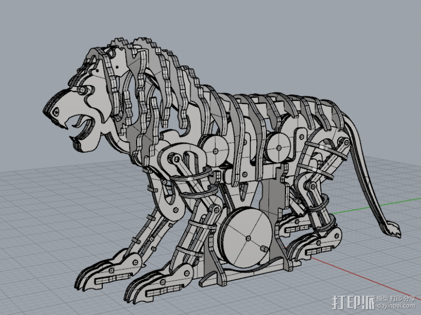 机械狮子 3D打印模型渲染图