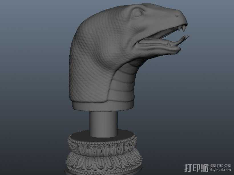 三维立体图 圆明园十二生肖兽首 蛇首 3D打印模型渲染图