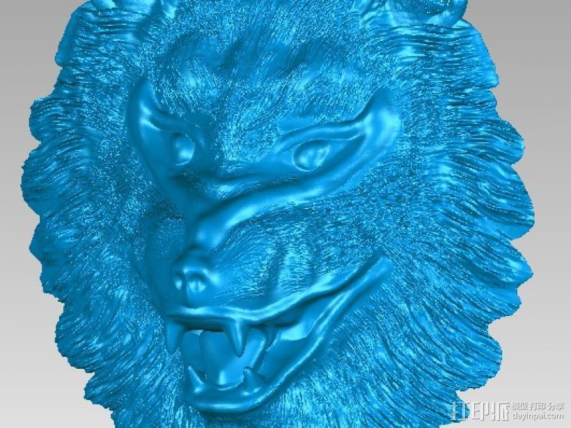 狼头 3D打印模型渲染图