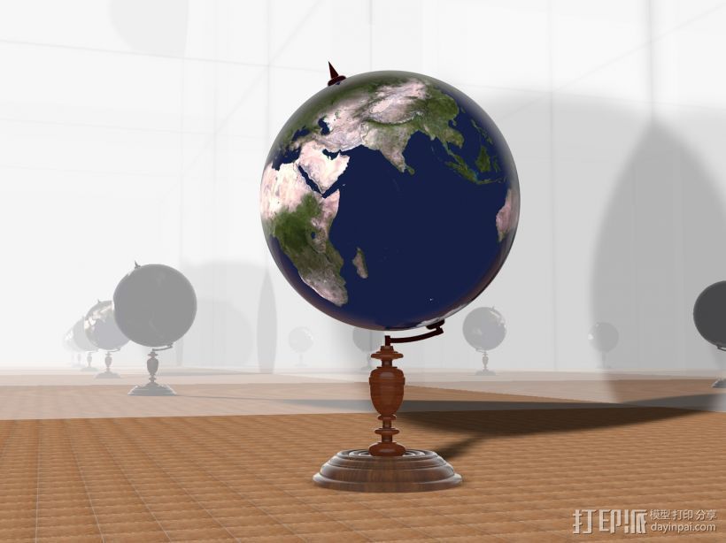 地球仪 3D打印模型渲染图