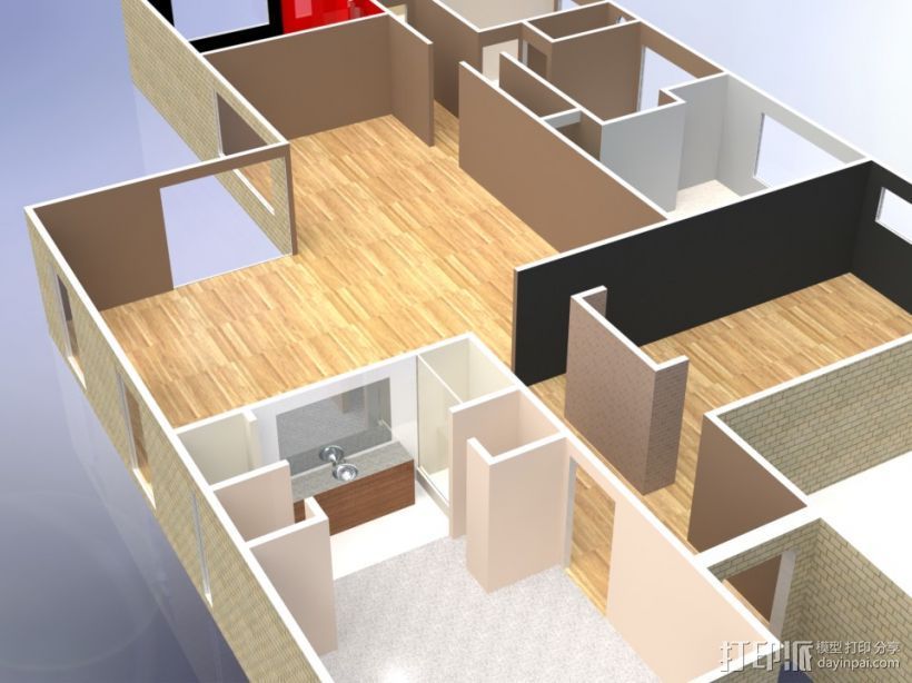 别墅模型 3D打印模型渲染图