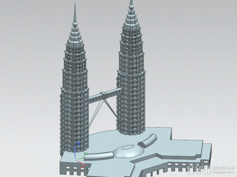 马来西亚双子塔 3D打印模型渲染图