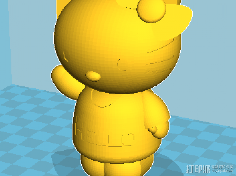 Hello kitty 2件套 3D打印模型渲染图