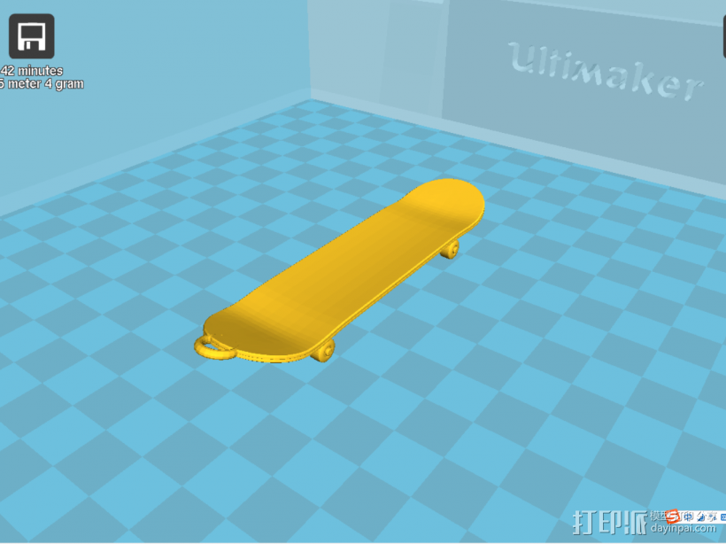 3D滑板钥匙扣 3D打印模型渲染图