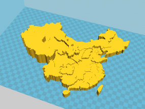 中国3D地图（精细，地势高低）