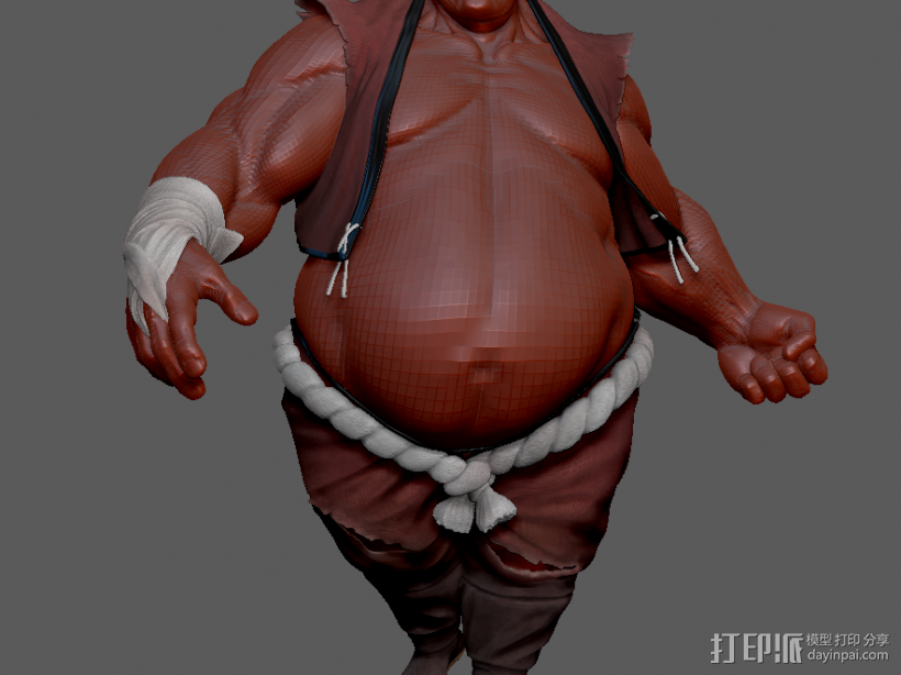 胖子 3D打印模型渲染图