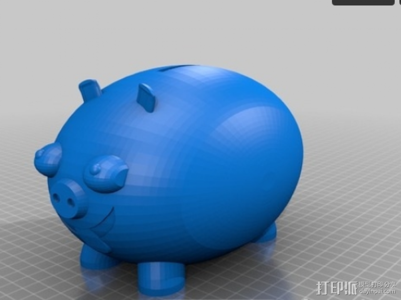 小猪存钱罐 3D打印模型渲染图