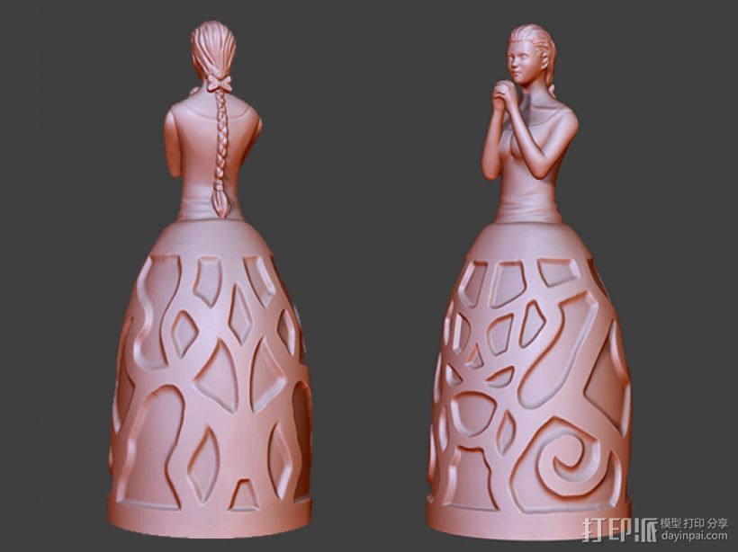 祈祷的少女——灯罩 3D打印模型渲染图
