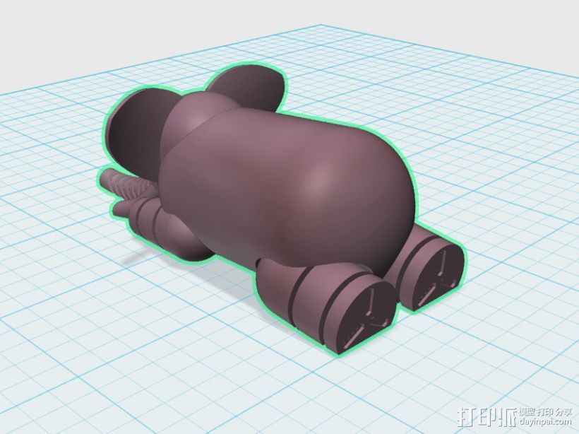 可爱小象 3D打印模型渲染图