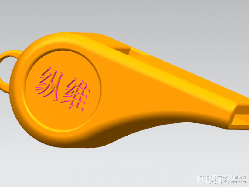 玩具口哨 3D打印模型渲染图