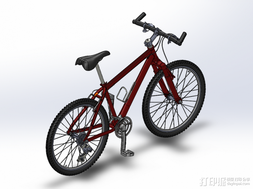 山地自行车 3D打印模型渲染图