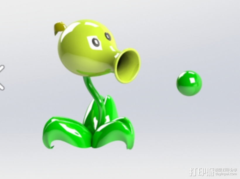 豌豆射手 3D打印模型渲染图