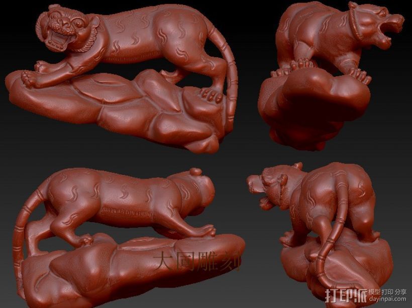 虎 3D打印模型渲染图