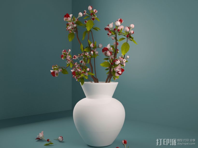 花瓶 3D打印模型渲染图
