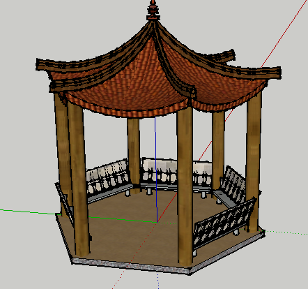 中式景观亭 3D打印模型渲染图