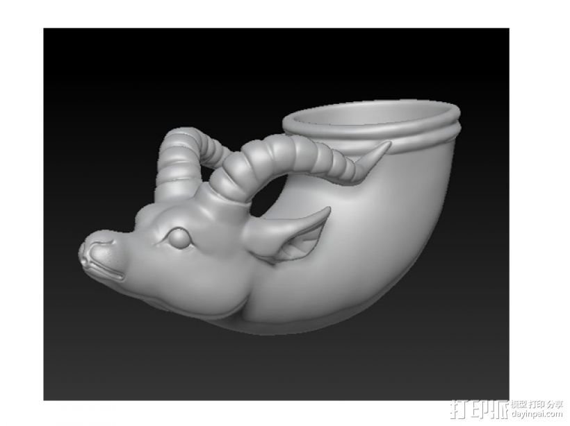 兽首杯 3D打印模型渲染图