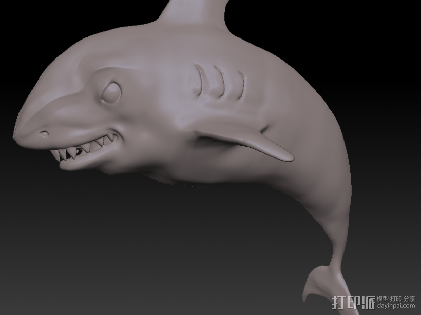 鲨鱼 3D打印模型渲染图