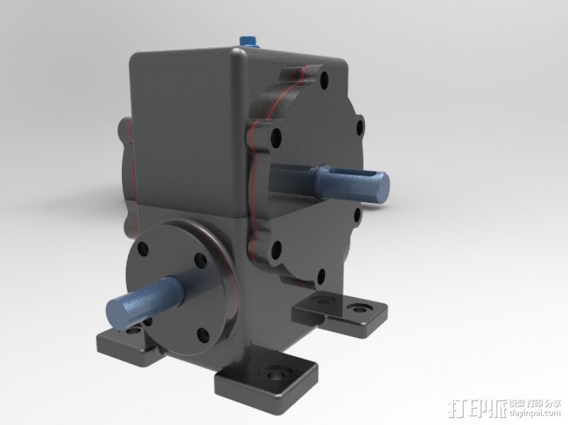 蜗轮减速器(2) 3D打印模型渲染图