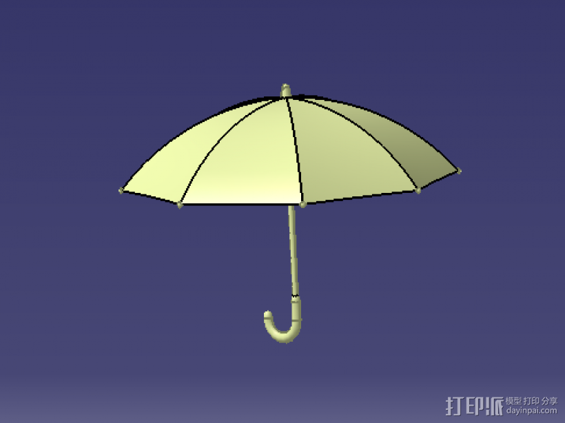 雨伞 3D打印模型渲染图