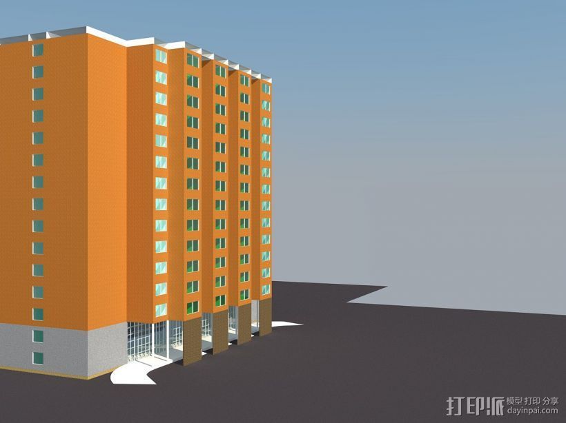 高层办公楼建筑设计 3D打印模型渲染图