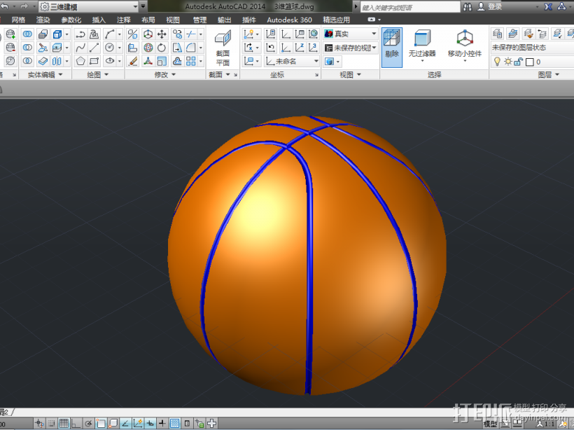 3维篮球 3D打印模型渲染图