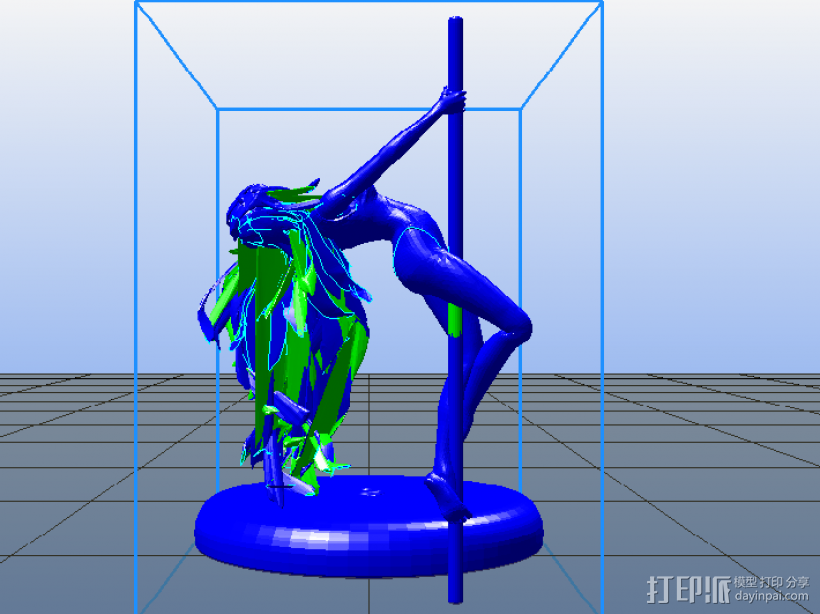 跳钢管舞的女孩一组 3D打印模型渲染图