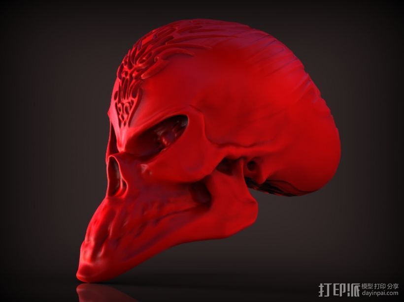 外星人头盖骨 3D打印模型渲染图