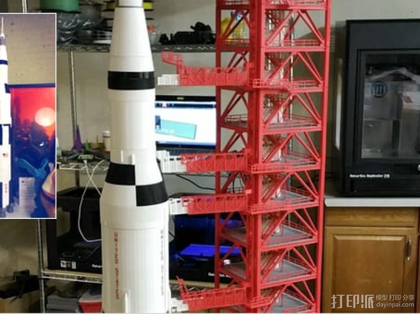 NASA土星火箭 3D打印模型渲染图