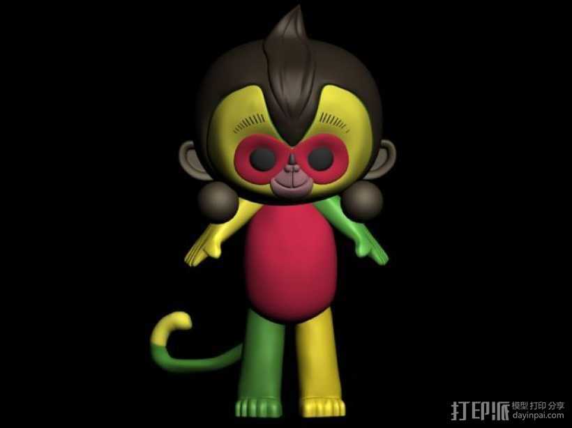 猴年吉祥物康康 猴腮雷 3D打印模型渲染图