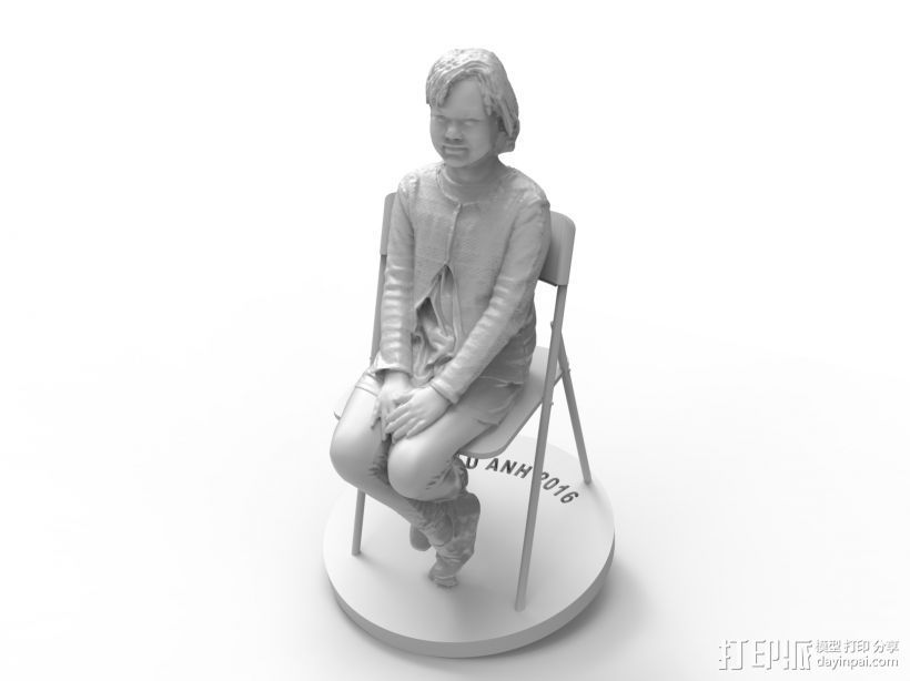 小女孩 3D打印模型渲染图