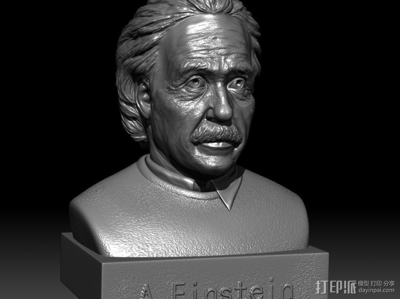 精雕男人头像 爱因斯坦 3D打印模型渲染图