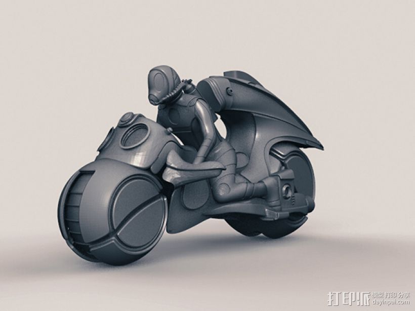 光轮摩托 3D打印模型渲染图