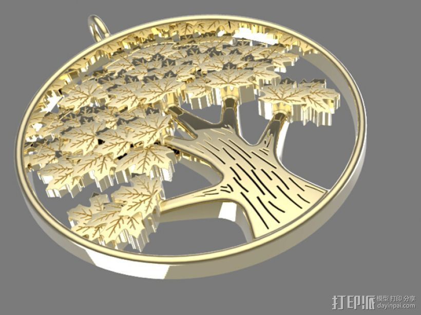 树形装饰挂牌 3D打印模型渲染图