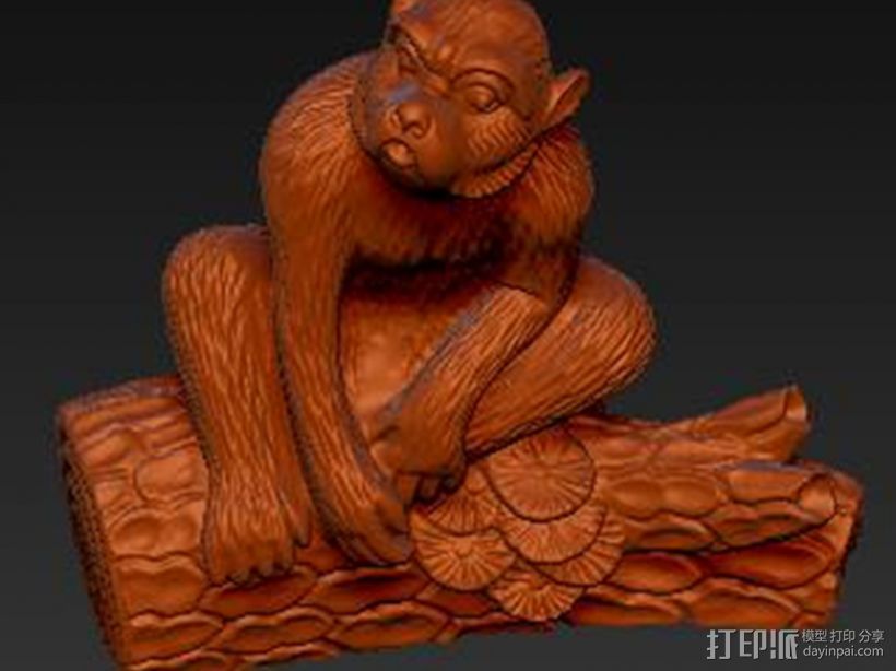 金猴献瑞 3D打印模型渲染图
