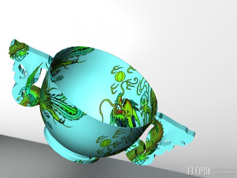 龙凤呈祥杯 3D打印模型渲染图