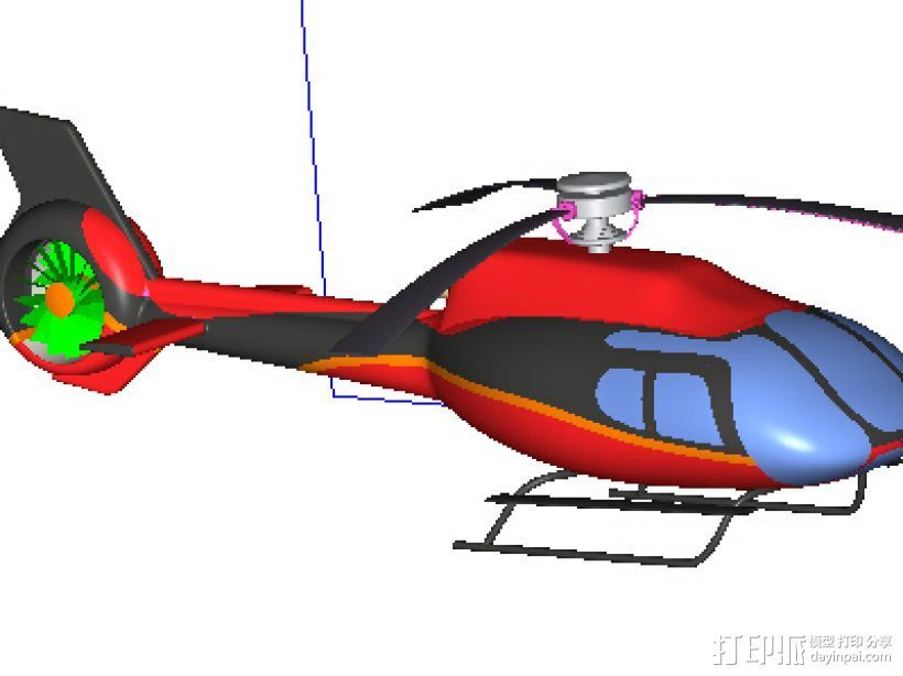 直升机 3D打印模型渲染图